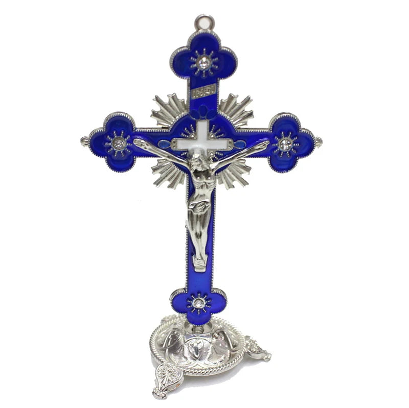 1PC Antique Carved Incense Burner Cross Decoration Church Chapel Ornaments Prayer Religious Home Worship Supplies red or white