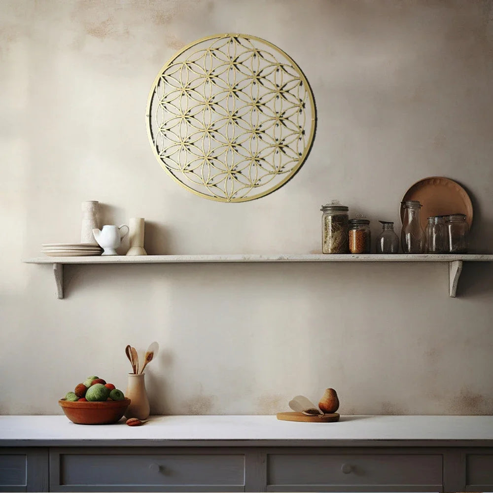 Ramadan&Eid Special  Flower of Life Metal Wall Art for Bedroom and Living Room Decor,Lotus Design as Accent Piece Above Couch
