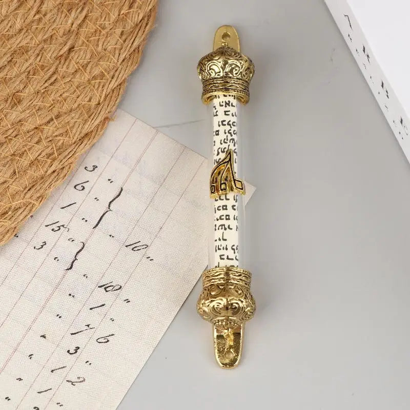Metal Mezuzah with Scroll - Religious Door Decoration, Blessing Plaque, Retro Case for House & Gift