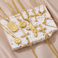 Gold Color Lucky Pendant Necklace For Women Stainless Steel Jewelry Aesthetic Accessorie Charm Choker Cross Goddess Necklaces