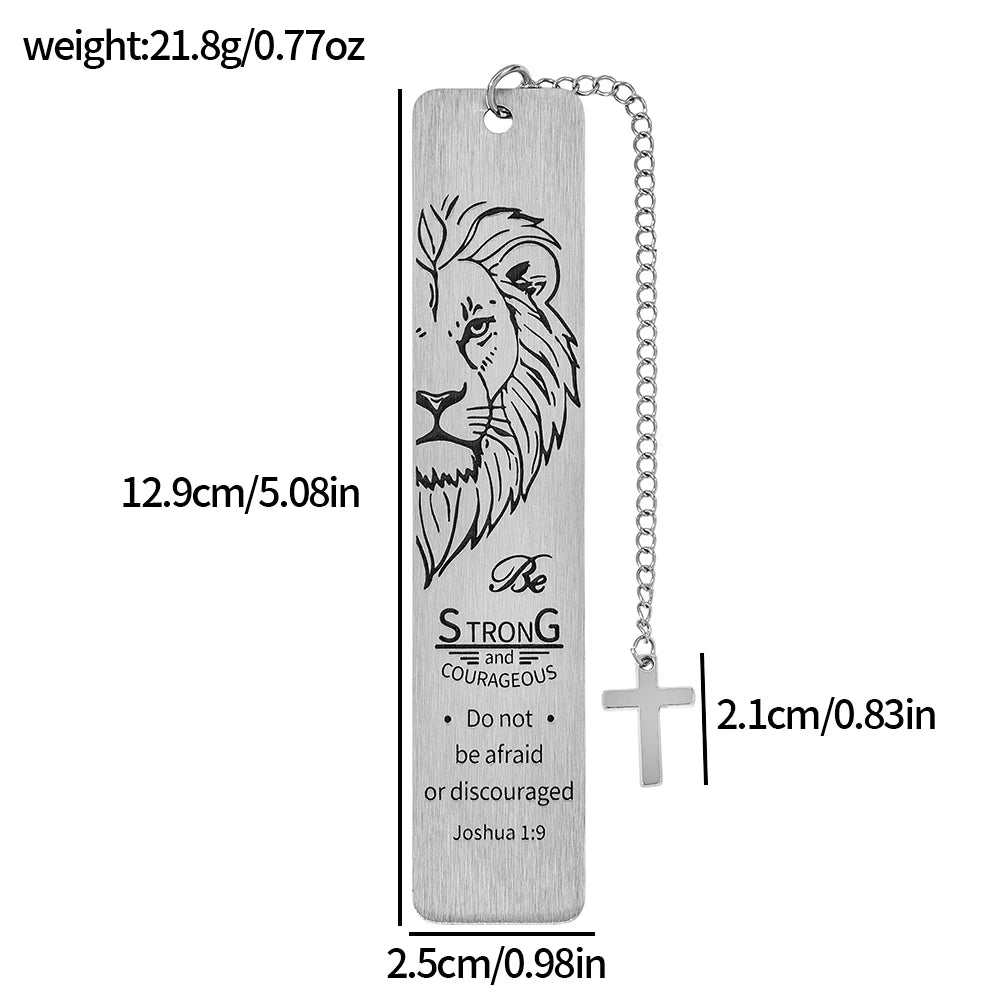 The Lion King Bookmark with Cross Pendant ,Bible Verse Inspirational Religious Gift, Christian for Reading Lovers Book Accessory