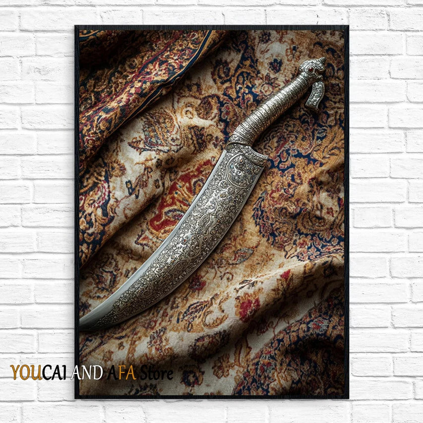 King Arthur and Excalibur Sword in The Stone Sikh Kirpan Sword Excalibur Hilt Poster Canvas Painting Wall Pictures Home Decor