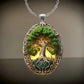 New Fashionable and Elegant Tree of Life Pattern Elliptical Glass Alloy Pendant Necklace Jewelry Wholesale