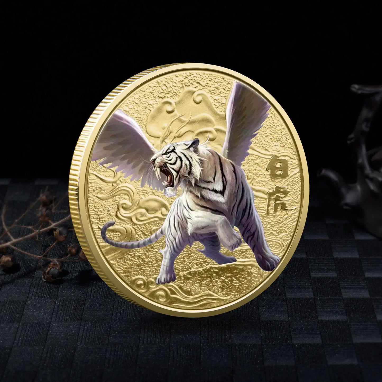 Chinese Mythical Beasts Coins Collectibles Dragon Coin Tiger Suzaku Zodiac Tai Chi Commemorative Medal Luck