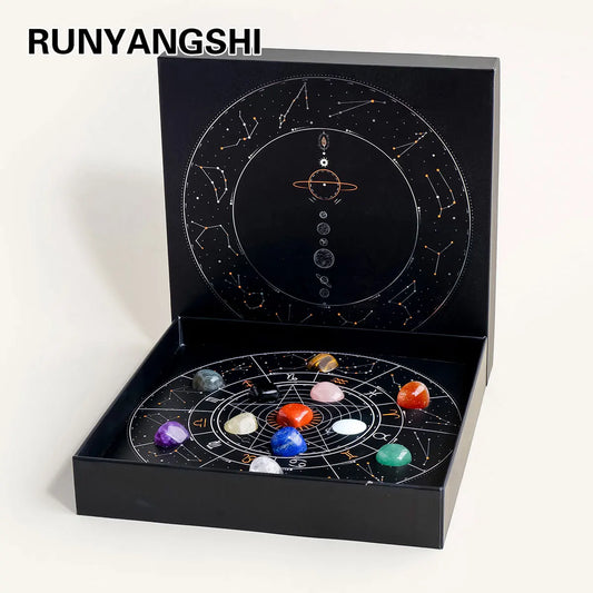 Natural Crystal Constellation Rolling Stone Set, Reiki Chakra Healing Wicca Massage Globe, Energy Balancing Tool for Wellness