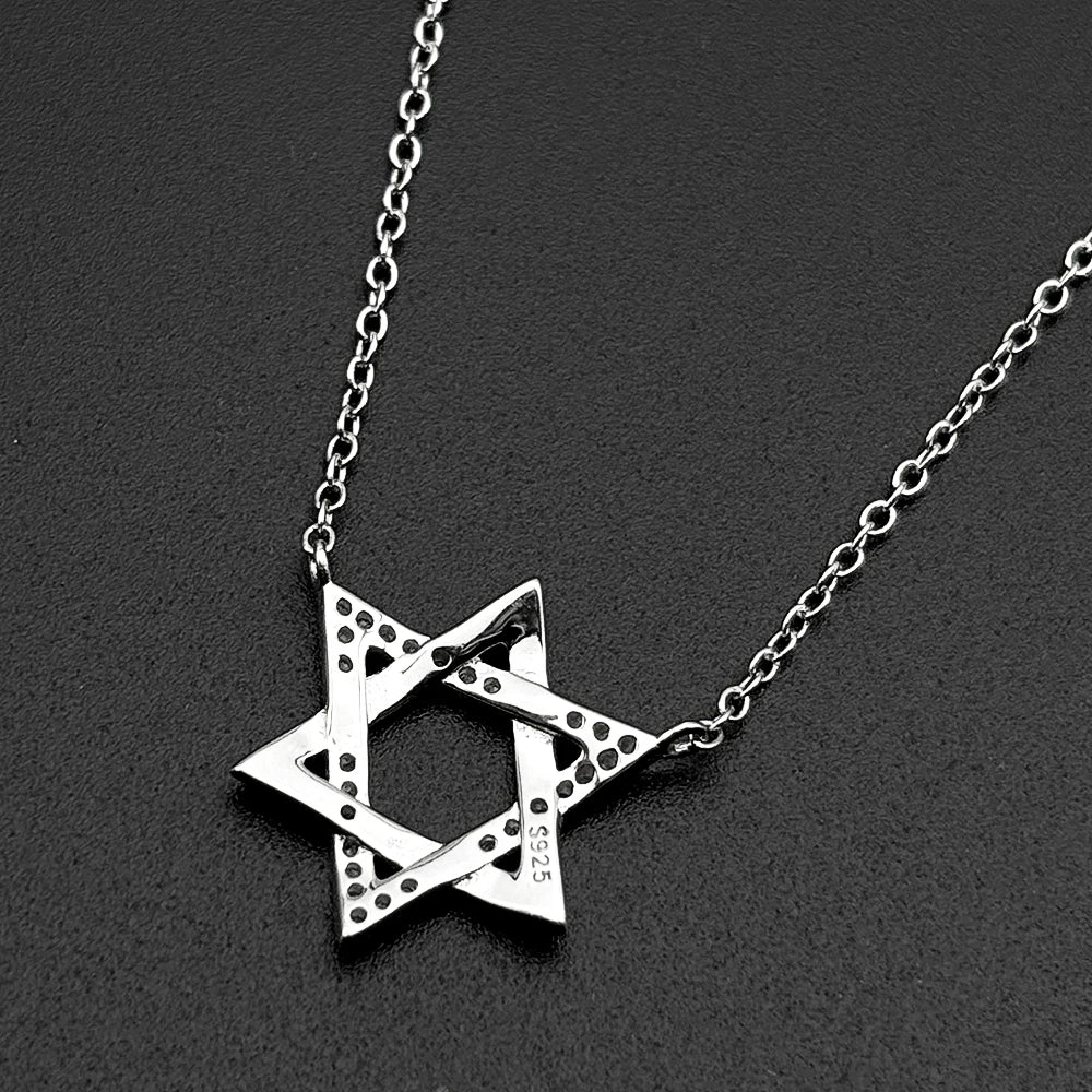 925 Sterling Silver Jewish Star of David Zircons Pendant Necklace for Women Silver Color Choker Chain Israel Magen Jewelry Gift