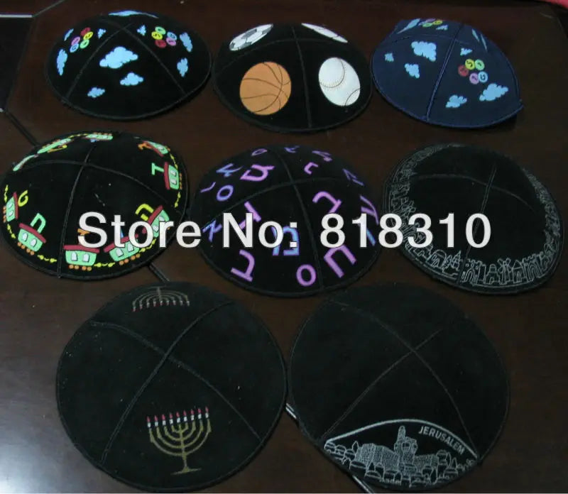 PRINTED SUEDE LEATHER KIPPAH JEWISH KIPPAH LEATHER YARMULKE KIPPAH