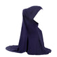 Women 2 Piece Solid Color Amira Jersey Muslim Hijab Soft Stretch Head Scarf with Tube Inner Underscarf Cap Hood Prayer Turbante