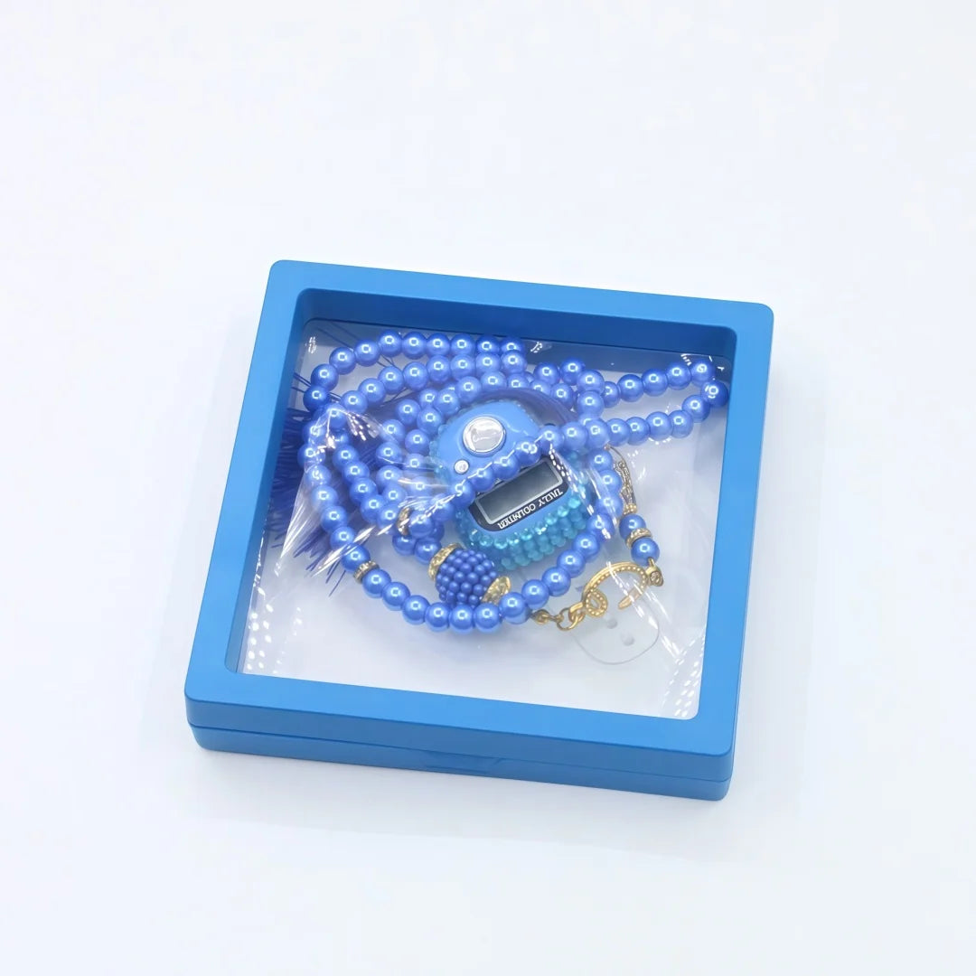 Islamic Prayer Beads Gift Set 99 Beads Tasbih Digital Finger Counter in Gift Box Muslim Set Meaningful Gift for Ramadan