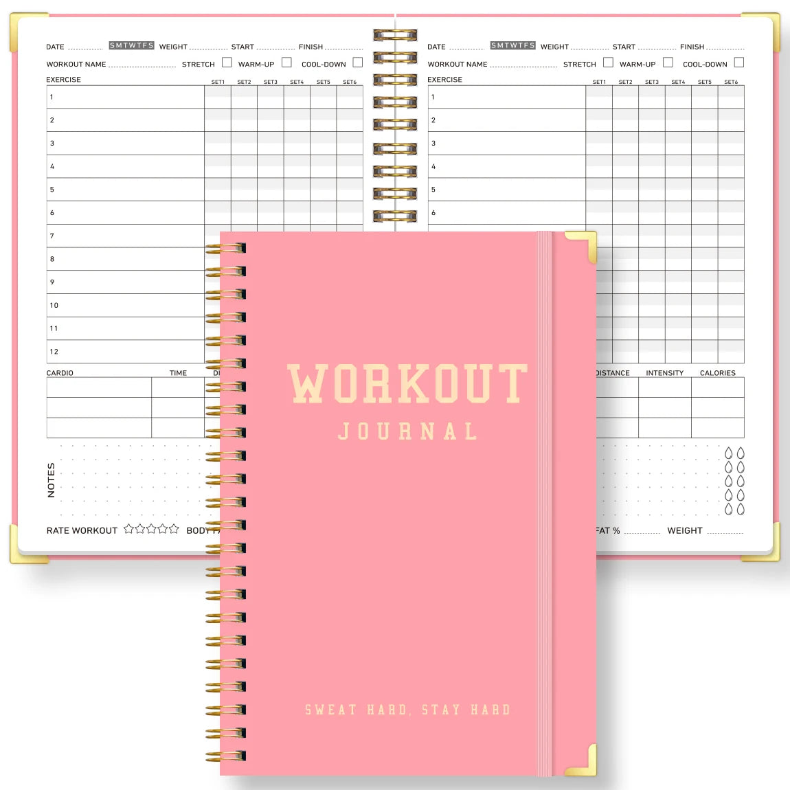 A5 Workout Journal,Fitness Planner Notebook with Cardio Tracker,Body Measurement Log,Goal Setting Organizer for Gym,Home Fitness