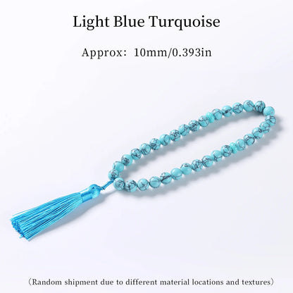 JD 10mm Natural Rose Quartz Bracelet Tassel Pendant 33 Prayer Beads Islamic Muslim Tasbih Allah Mohammed Rosary For Women Men