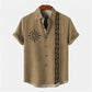 Men's shirt ethnic style 3D printing henley shirt, men's fashion button down collar short sleeve, high quality men's tops