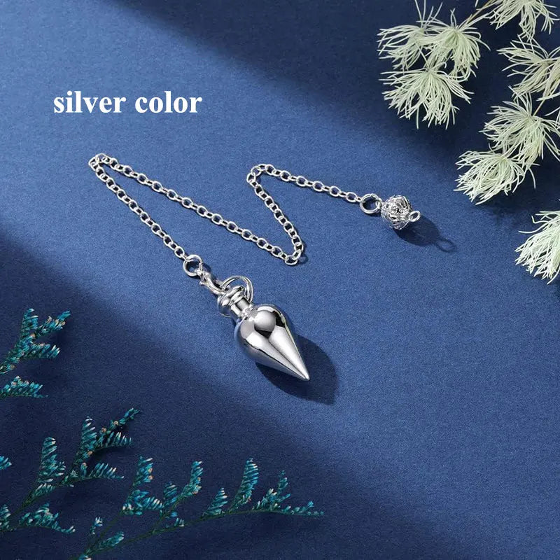 Silver Color Copper Metal Pendulum for Dowsing Divination Energy Reiki Healing Pointed Meditation Witch Spiritual Pendulos X092