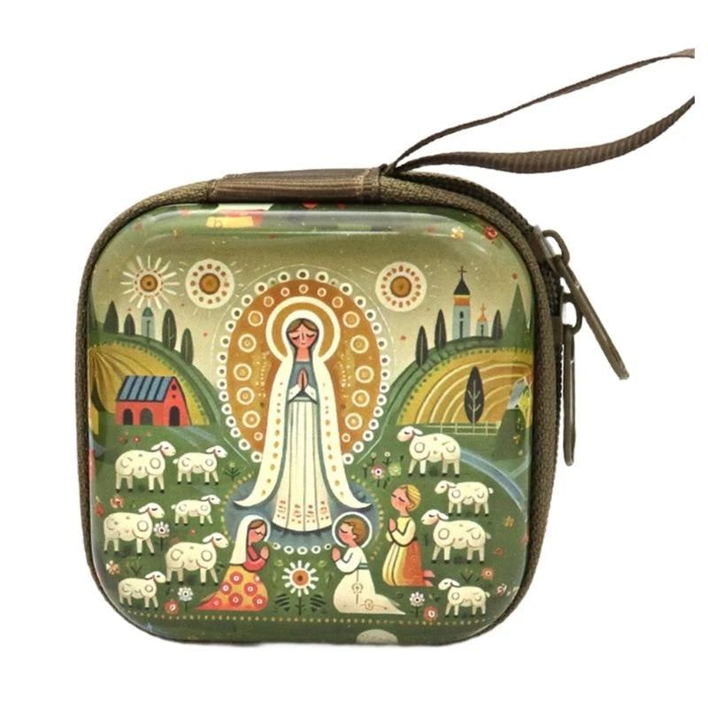 Catholic Rosary Religious Jewelry Storage Box Coin Purse Rosary Prayer Bag