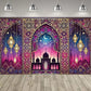 Eid al Fitr Party Supplie Decoration Backdrop Islamic Mosque Architecture Mubarak Ramadan Party Festival Celebration Banner