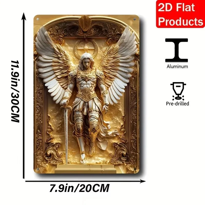 1pc 8x12" Vintage Aluminum Wall Art - Guadalupe Virgin Mary Retro Spanish Plaque, Golden Halo & Stars, Bohemian Style for Home