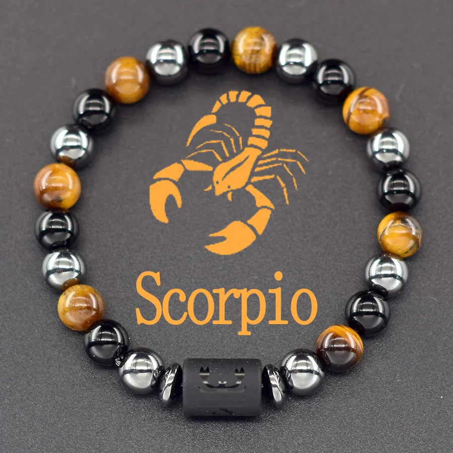 12 Zodiac Sign Bracelet Homme Constellation Bracelet for Men Aries Virgo Leo Libra Charm Bangle Women Friendship Jewelry on Hand