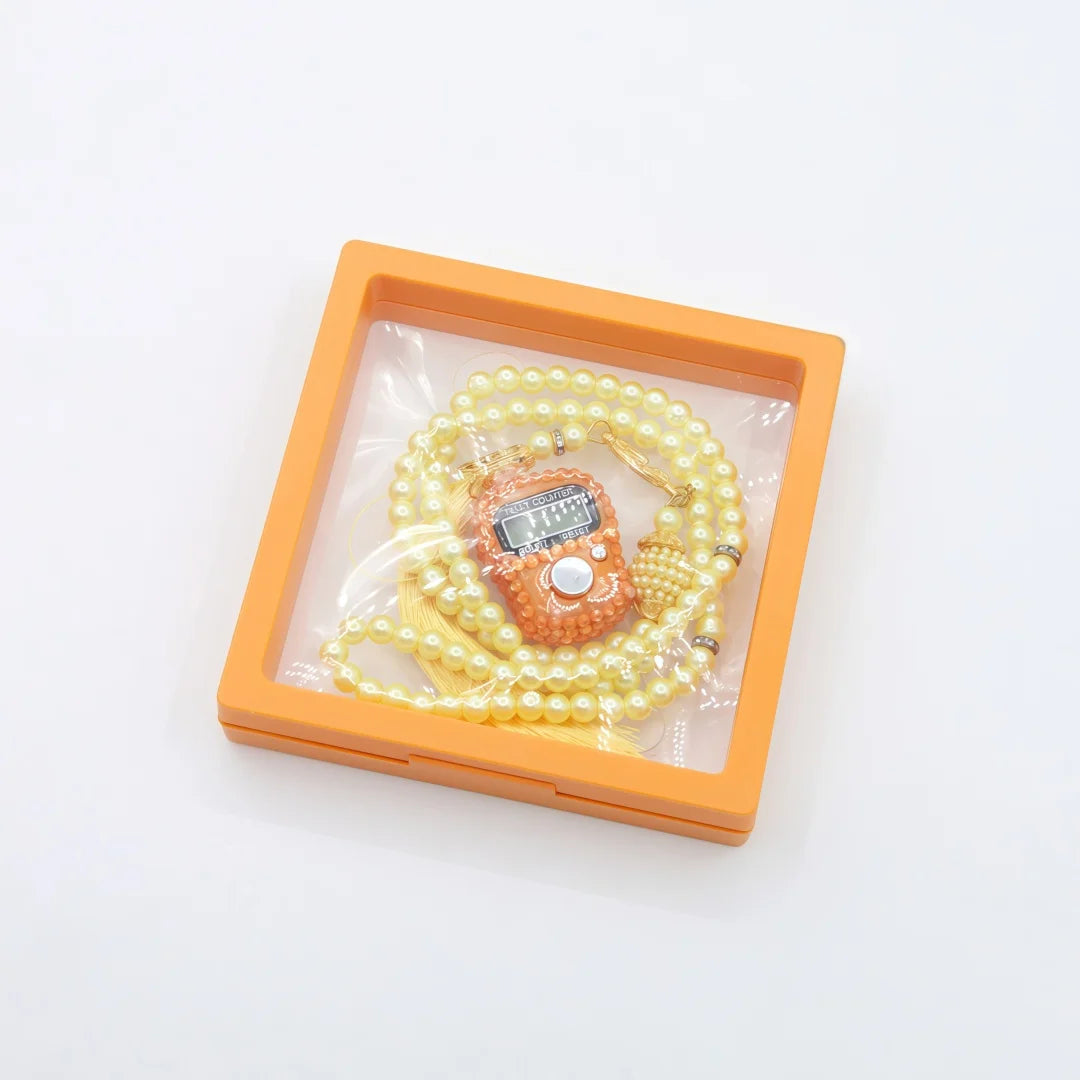 Islamic Prayer Beads Gift Set 99 Beads Tasbih Digital Finger Counter in Gift Box Muslim Set Meaningful Gift for Ramadan