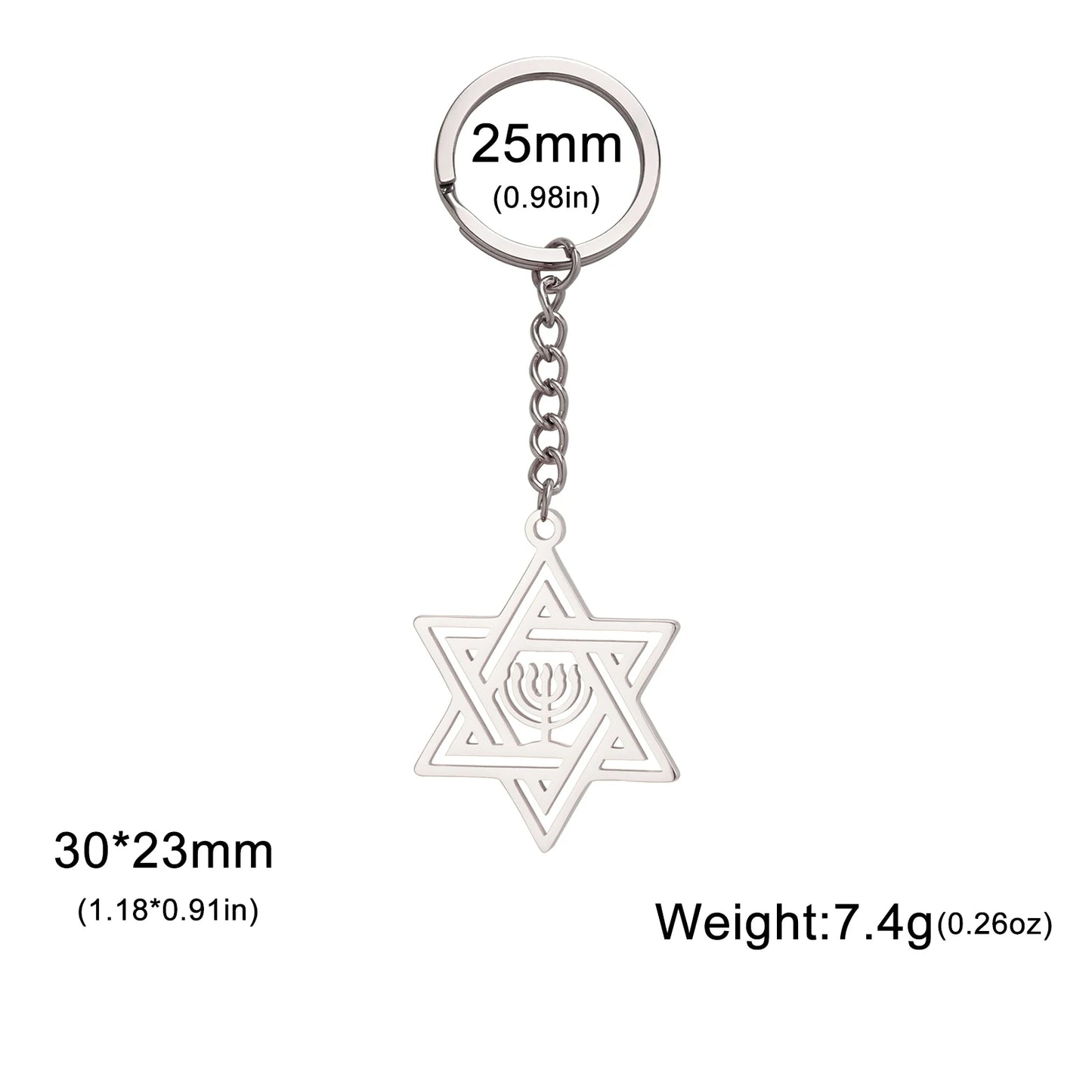 Lucktune Star Of David Hanukkah Menorah Keychain Stainless Steel Hexagram Candlestic Jewish Keyring Women Amulets Jewelry Gifts