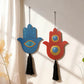1pc Hamsa Hand Wall Hanging Decor, Blue & Red Evil Eye Tassel Ornaments, Boho Home Decor Pendant, Living Room & Gift Decoration