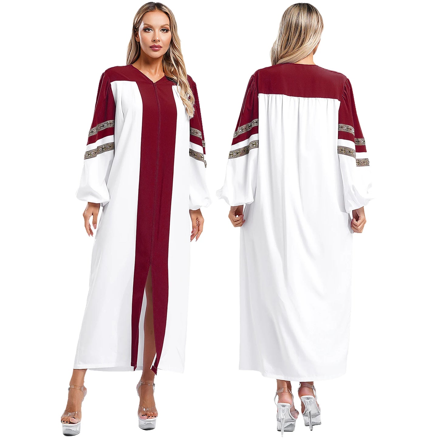 Women Church Clergy Robe Baptism Confirmation Officiant Costume Priest Preacher Dresses Choir Performance Praise Worship Dress