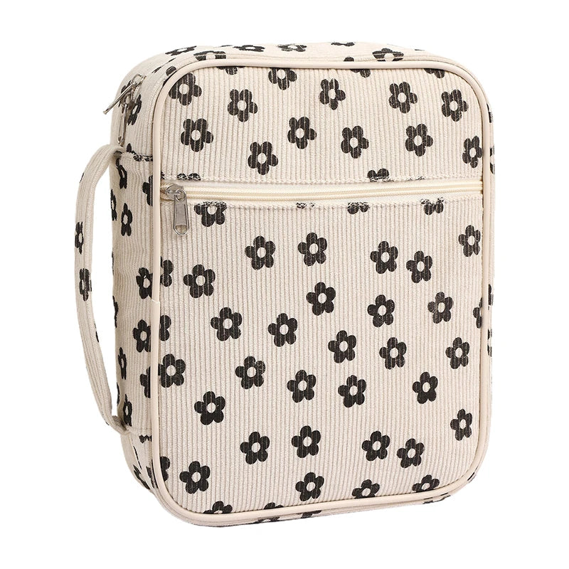 Large Bible Cover Case For Women Quilted Bible Bag Floral Bible Storage Bags With Zipper Pocket And Handle Bible Study Supplies
