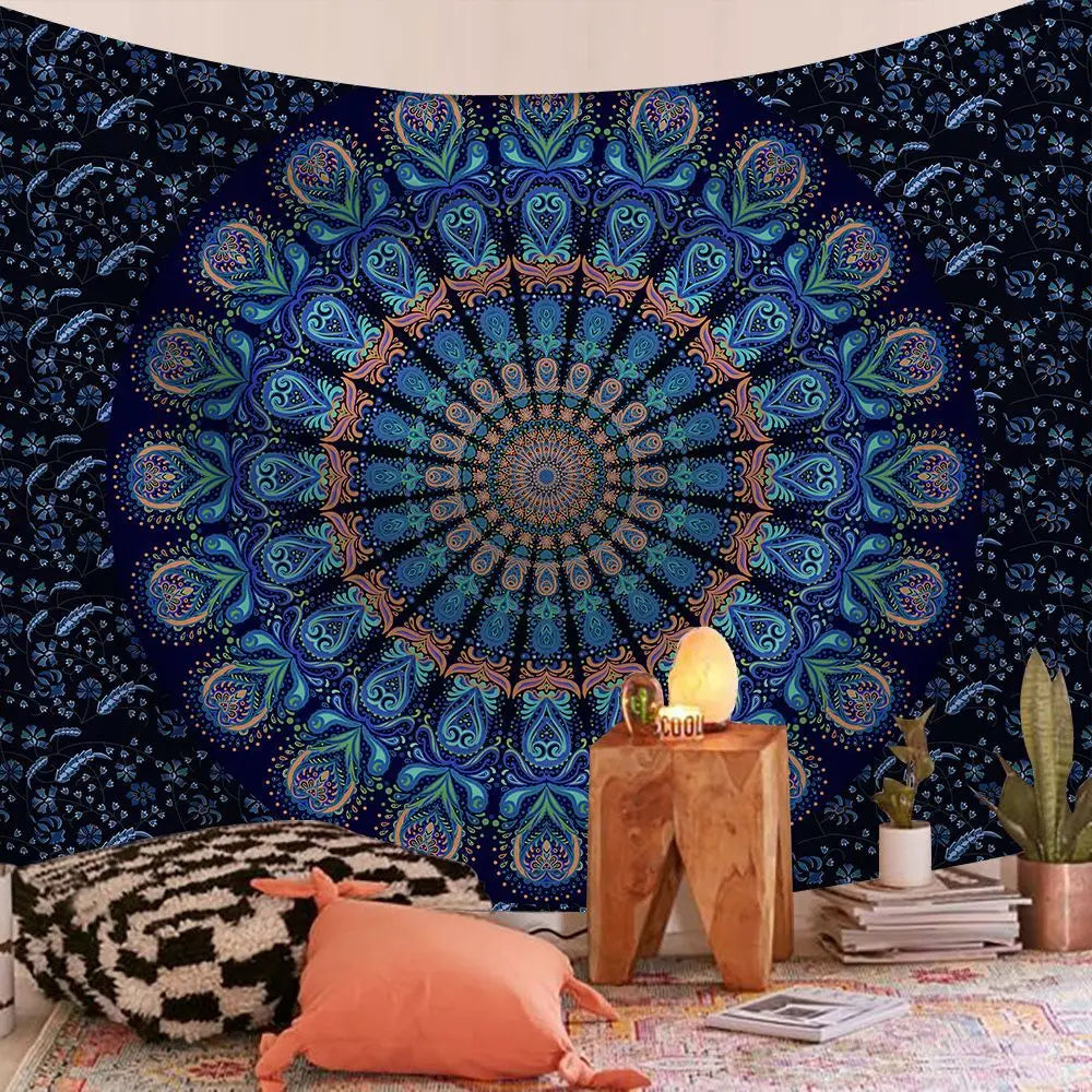 Wall Hanging Indian Mandala Tapestry Psychedelic Bohemian Home Decoration Aesthetic Living Room Background Cloth Beach Yoga Mat