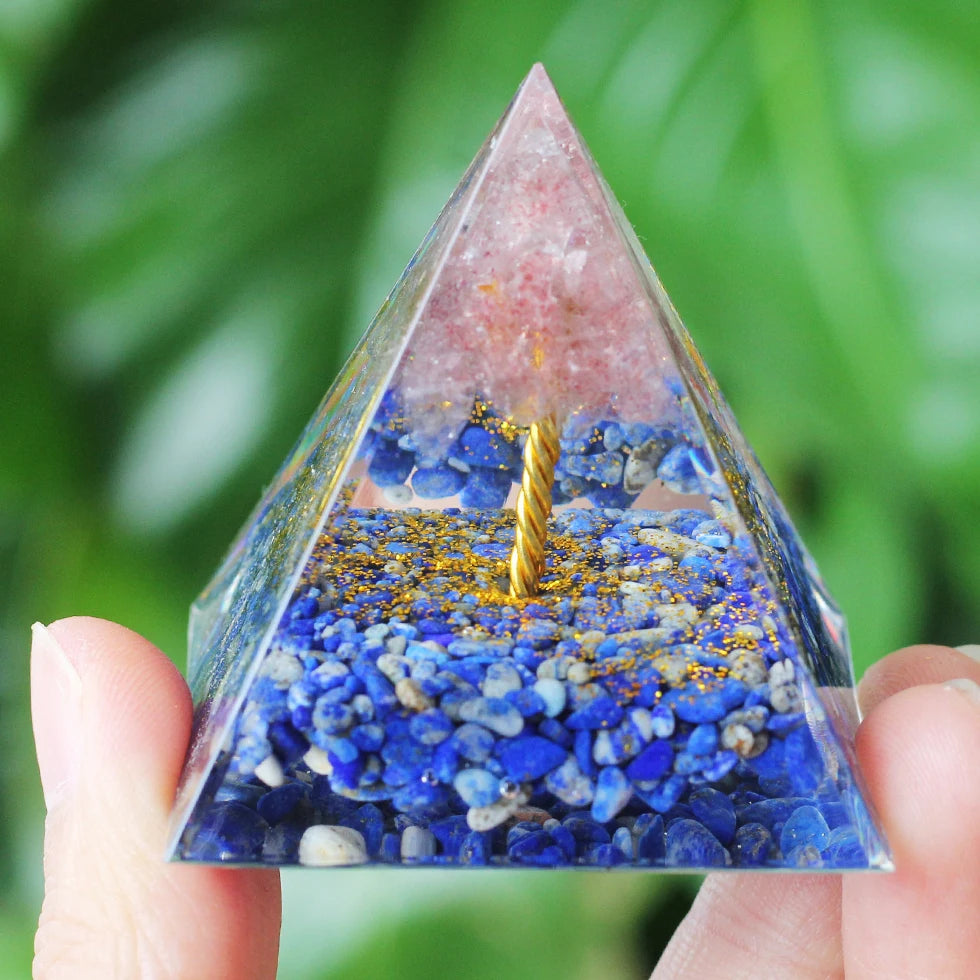 Energy Pyramid Orgonite Reiki Natural Amethyst Ball Healing Crystals Chakra Tool Ornaments Resin Stones Craft Kids Gift Pyramid