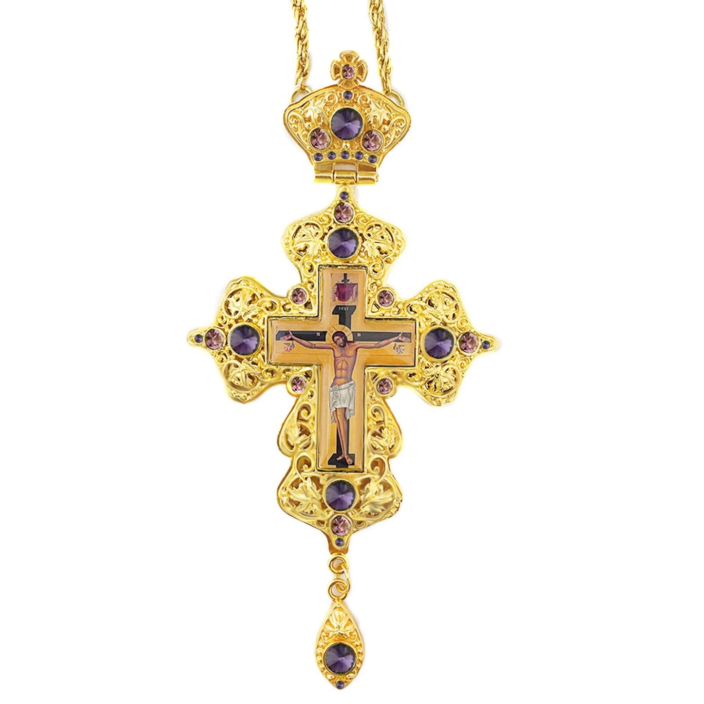 Orthodox Cross Pendant with Chain Orthodox Jesus Pendant Priest Blessing Cross Pendant Gift for Believers Baptism Worship