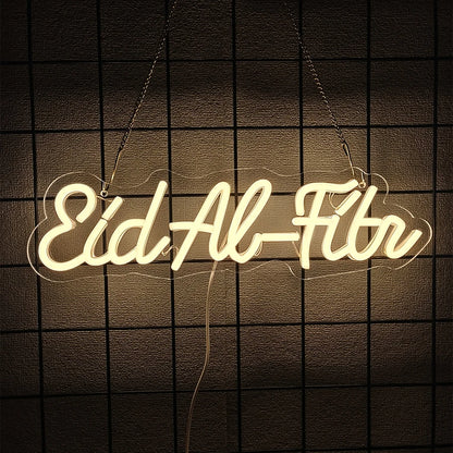 Eid Mubarak Led Neon Sign, Warm White Letter Icon, Suitable For Home And Bedroom Decor, Usb Powered, Ramadan Party Gifts.
