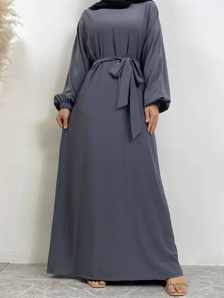 Hot Selle Simple Style Moroccan Dresses Kaftan Turkey Solid Color Gulf Abayas Islamic Women Long Dress Muslim Saudi Robe Ramadan