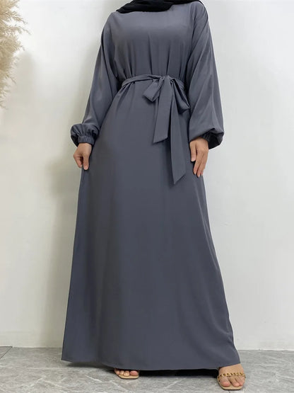 Hot Selle Simple Style Moroccan Dresses Kaftan Turkey Solid Color Gulf Abayas Islamic Women Long Dress Muslim Saudi Robe Ramadan