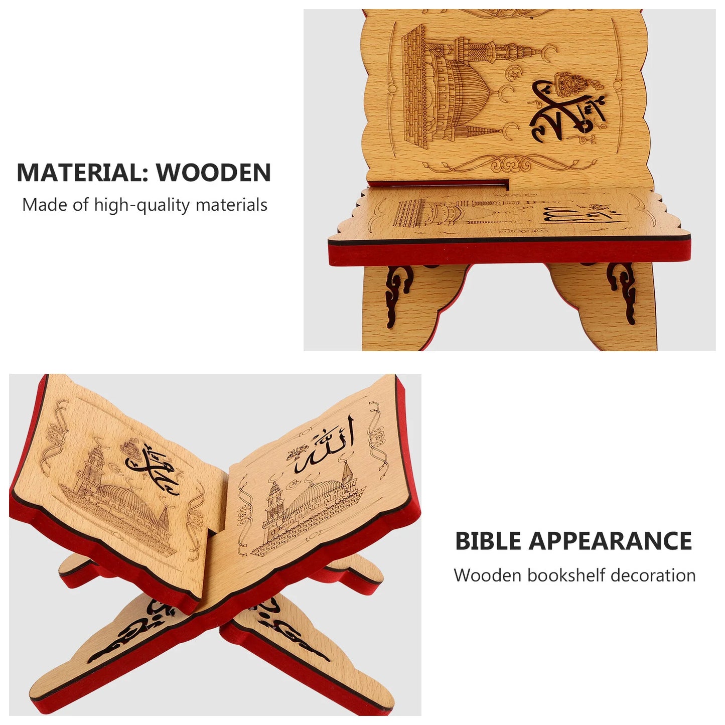 20Cm Quran Bookshelf Eid Bible Decorative Desktop ganizer Wooden Bookcase Storage Rack Design Home Decoration Gift For