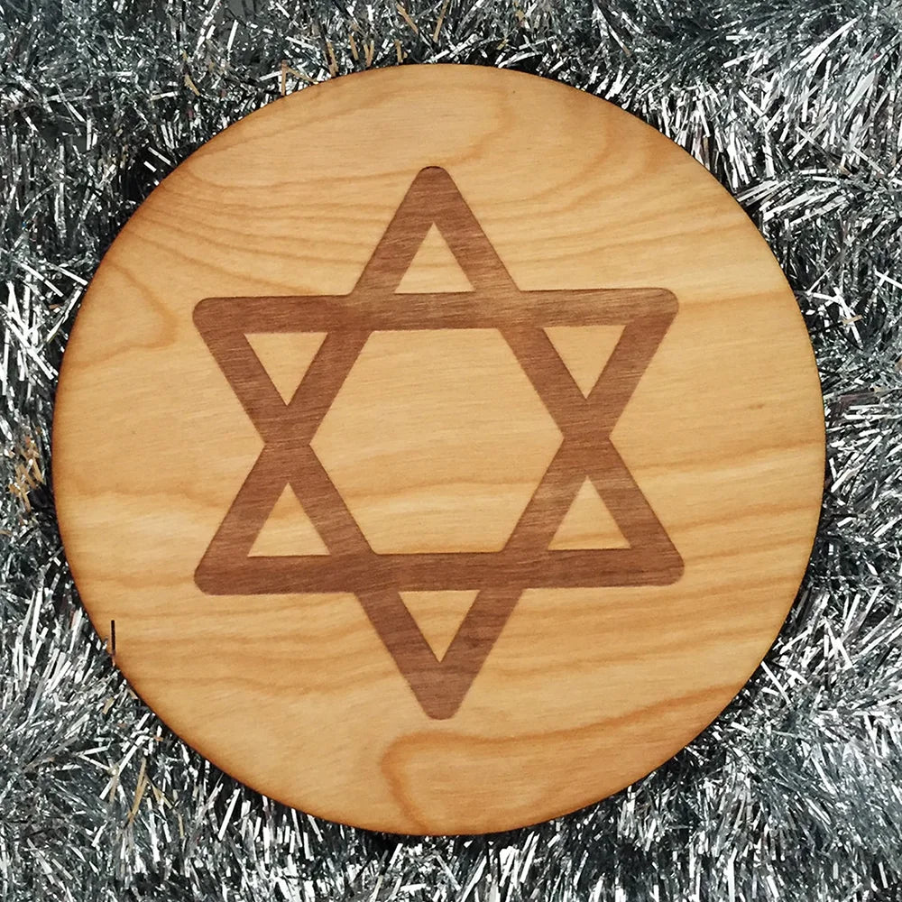 1Pcs Star of David Wood Coaster Hebrew Religious Hot Plate Hanukkah Decoration Jewish Holiday Home Desktop Accessories Judaica