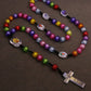 Cottvott Colorful Acrylic Beads Rosary Necklace Cross Pendant Prayer Chaplet Confirmation Communion Jewelry Sacraments Gifts