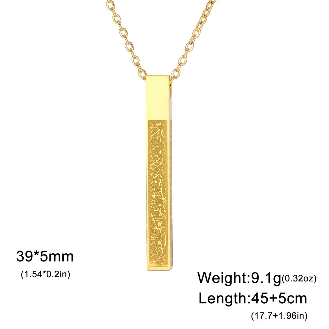 EUEAVAN Arabic Ayatul Kursi Necklace for Men Women Stainless Steel Islamic Quran Prayer Talisman Pendant Jewelry Gift
