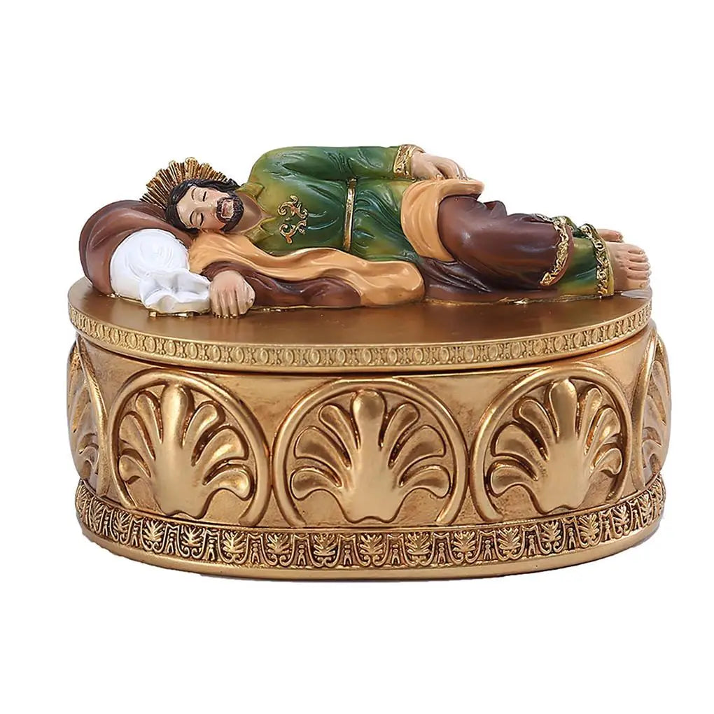 St Joseph Resin Statue Religion Jewelry Box Desktop Figurine for Office
