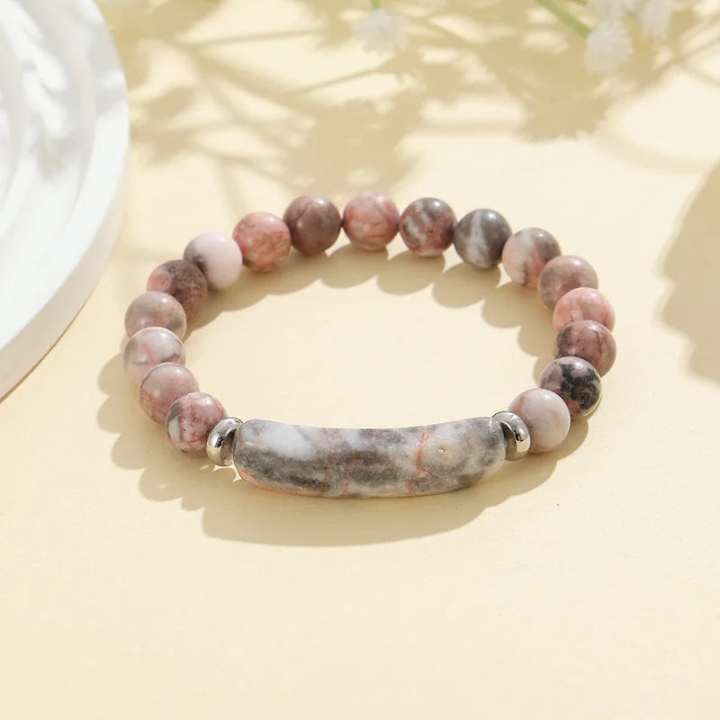 1pc Healing Handmade Stone Bracelet Turquoise Natural Malachite Gemstone Crystal Rough Bracelet Body Energy Yoga