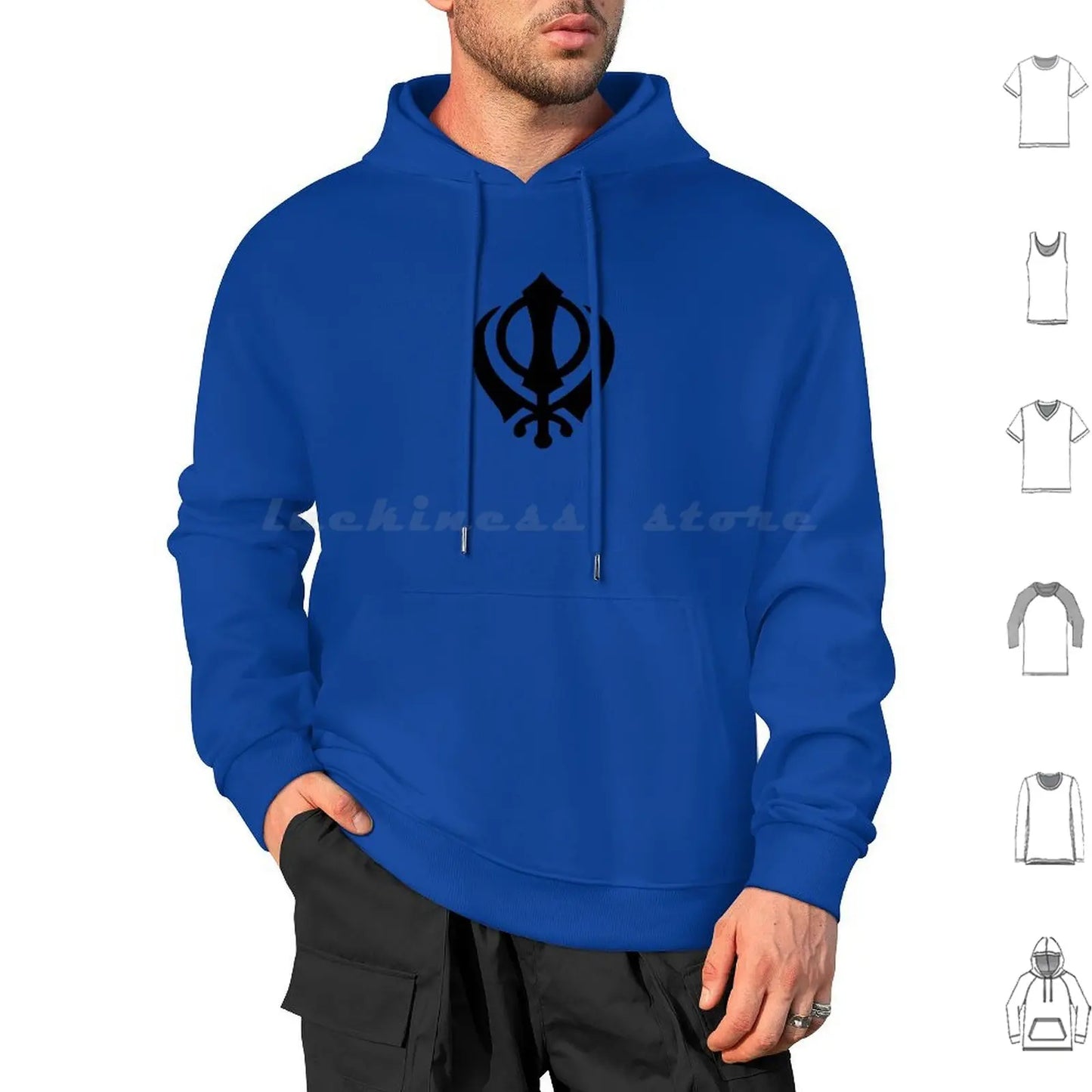 Khanda Hoodie Cotton Long Sleeve Khanda Sikhi Sikh Sikhism Religion Religious Punjab Punjabi Singh Kaur Sikh Symbol