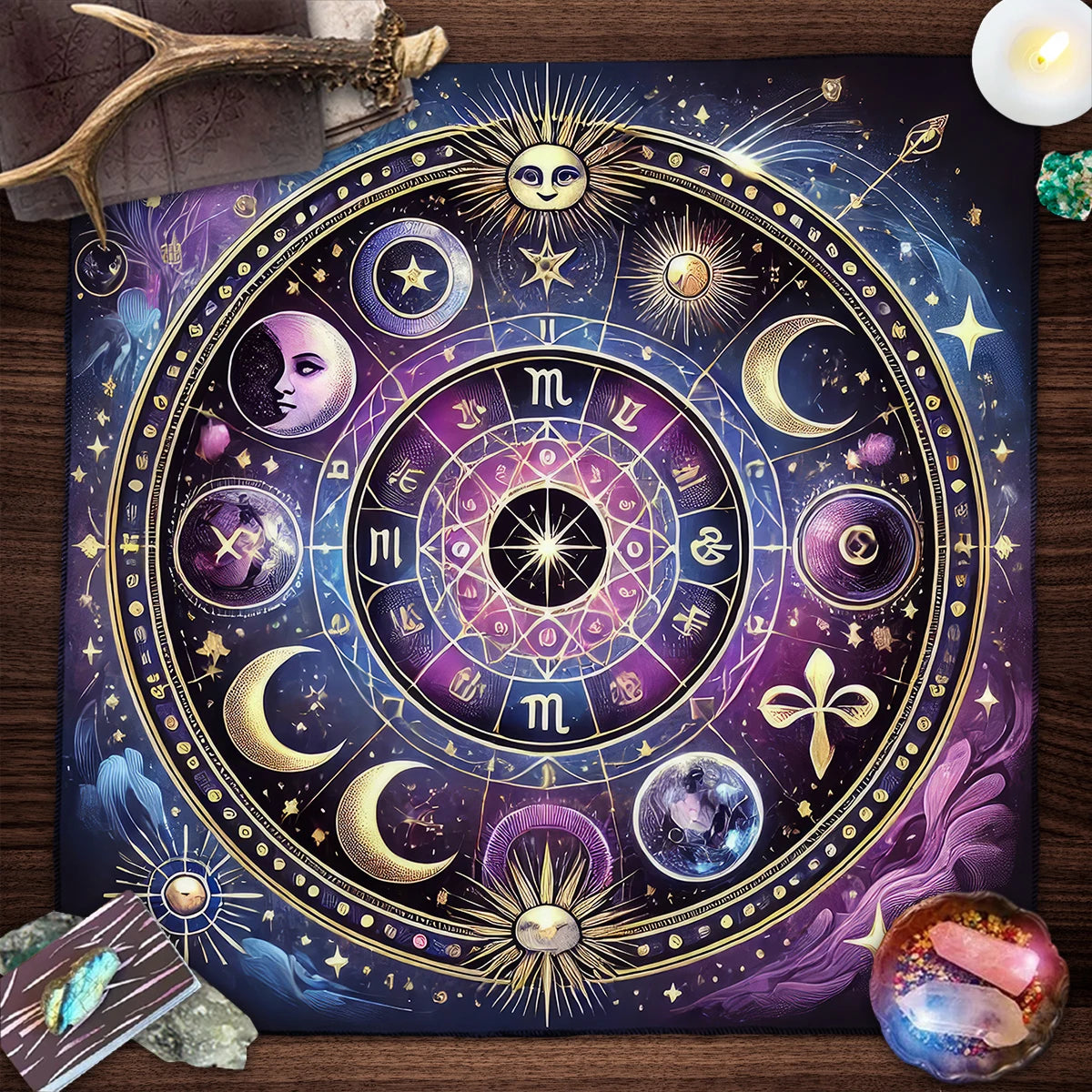 Tarot Tablecloth Mandala Flower Of Life Altar Cloth For Divination Meditation Circle Galaxy Tarot Mat Spiritual Oracle Card Pad