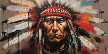 American Indian Man Poster, Ethnic Prints Wall Decor, Native Chief Canvas Painting Wall Art, for Living Room Home Decoration