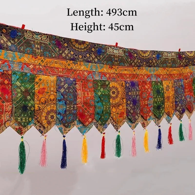 Tibetan Prayer Flag Five-Color Curtain Buddhist Altar Eight Auspicious 5m Curtain Wall Hanging Curtain Buddhist Item Decoration