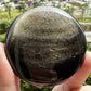 1pc Golden Obsidian Palm Stone - Round Polished Worry Stone with Black & Golden Veins, Home Decor, Collector's Display