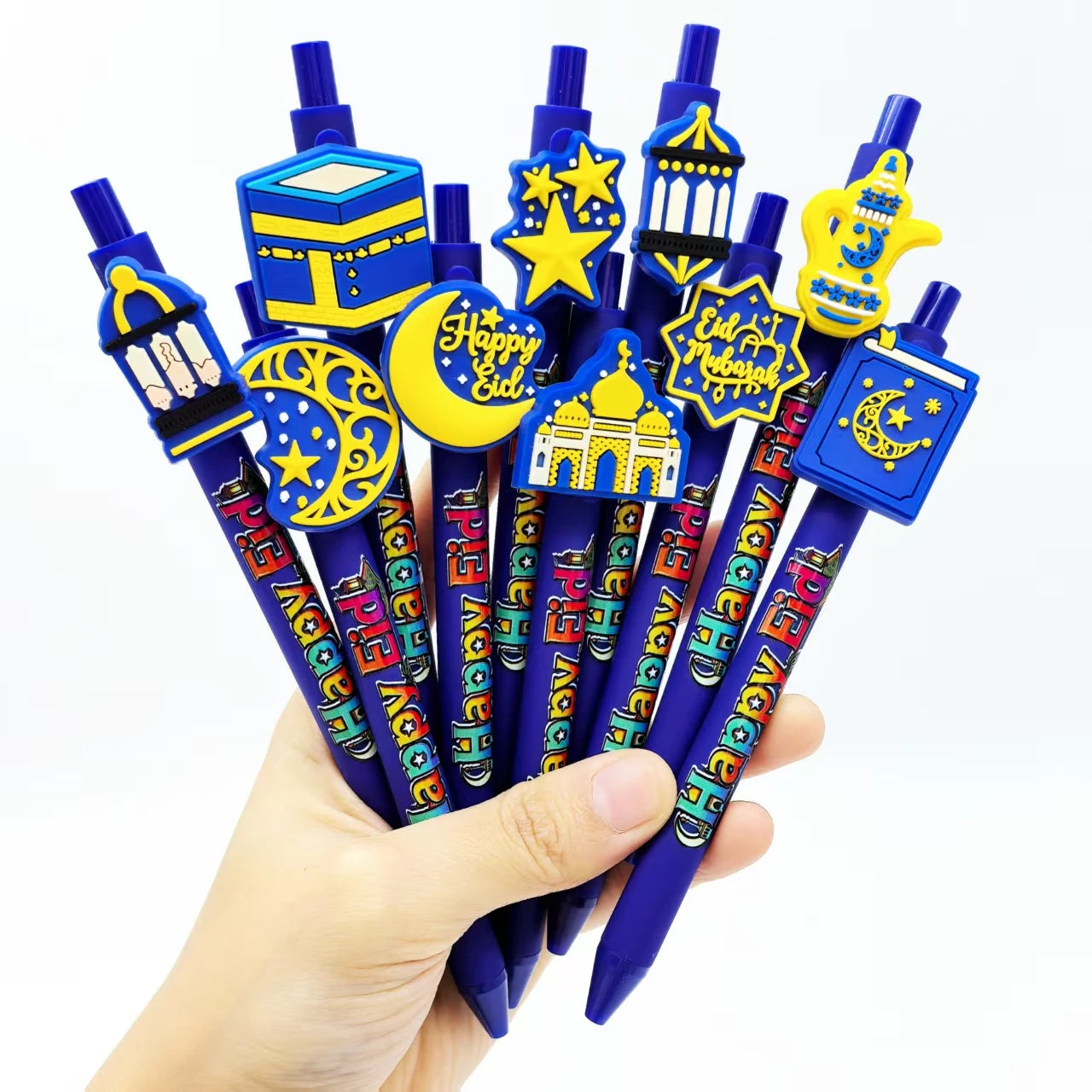 20 pieces Ramadan auspicious roundball pens, with star and moon pattern, specially designed for Islamic festival gifts.