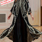 New Middle Eastern Women's Clothing: Elegant High-End Sequin Embroidered Black Robe, Loose and Comfortable for Commuting, Breathable Muslim Beach Vacation Cardigan, Mesh Cover-Up, Dubai Saudi Traditional Attire, Long-Sleeve S