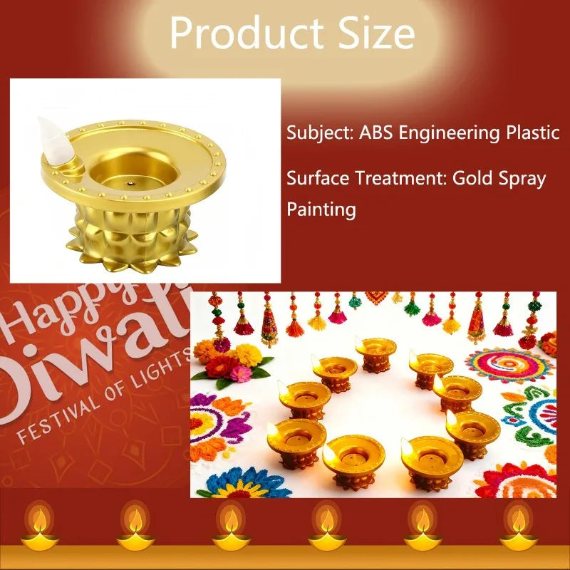 A25F-24 Pcs Diwali Diya LED Water Sensor Lights, Waterproof Flameless Tea Lights For Home, Temple, Pooja, Return Gifts