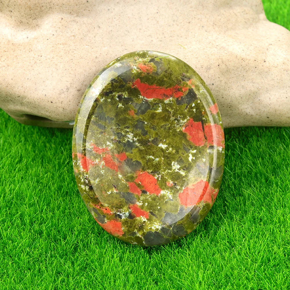 1pc 45x35mm Oval Worrystone Natural Crystal Amethysts Agate Massage Thumbtack Stone Forgetting Stone Jewelry Accessories Gifts