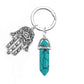 1Pc Natural Stone Crystal Points Keychain with Hamsa Hand Evil Eye Charms Reiki Energy Good Luck Amulet for DIY Jewelry Making