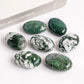 1pc Natural Crystal Moss Agate Palm Stone Reiki Healing Oval Pocket Palm Worry Stone Yoga Meditation Spiritual Healing Gem