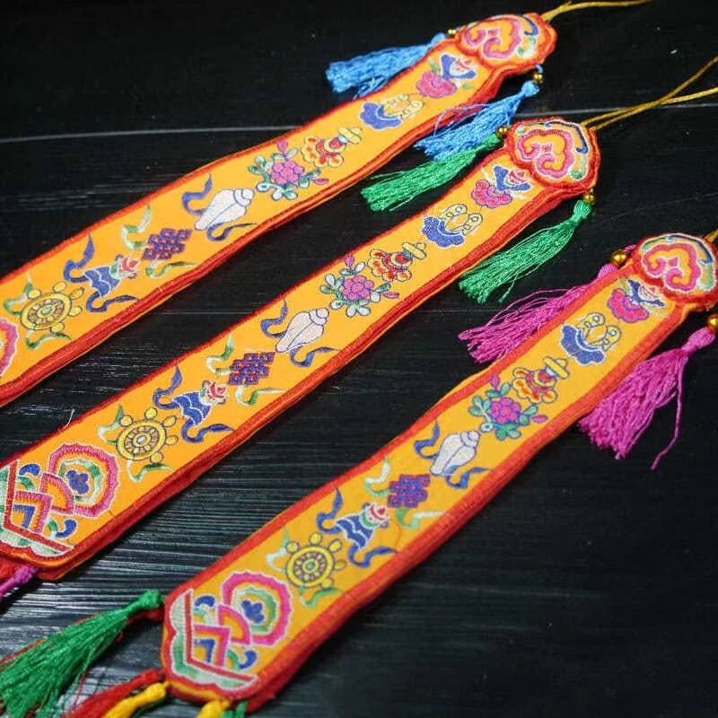 Nepal Handmade Eight Auspicious Flags,Tibetan Tassel Embroidery Decorative Handicrafts,Auspicious Hand Drum Flags Buddhist Item